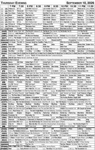 Thursday evening TV